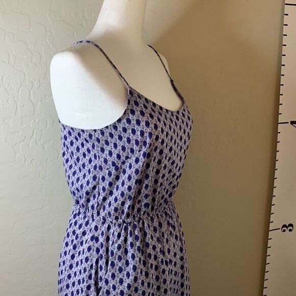 H&M blue sleeveless summer dress with pockets elastic waist mid length SZ 6 - Picture 7 of 14